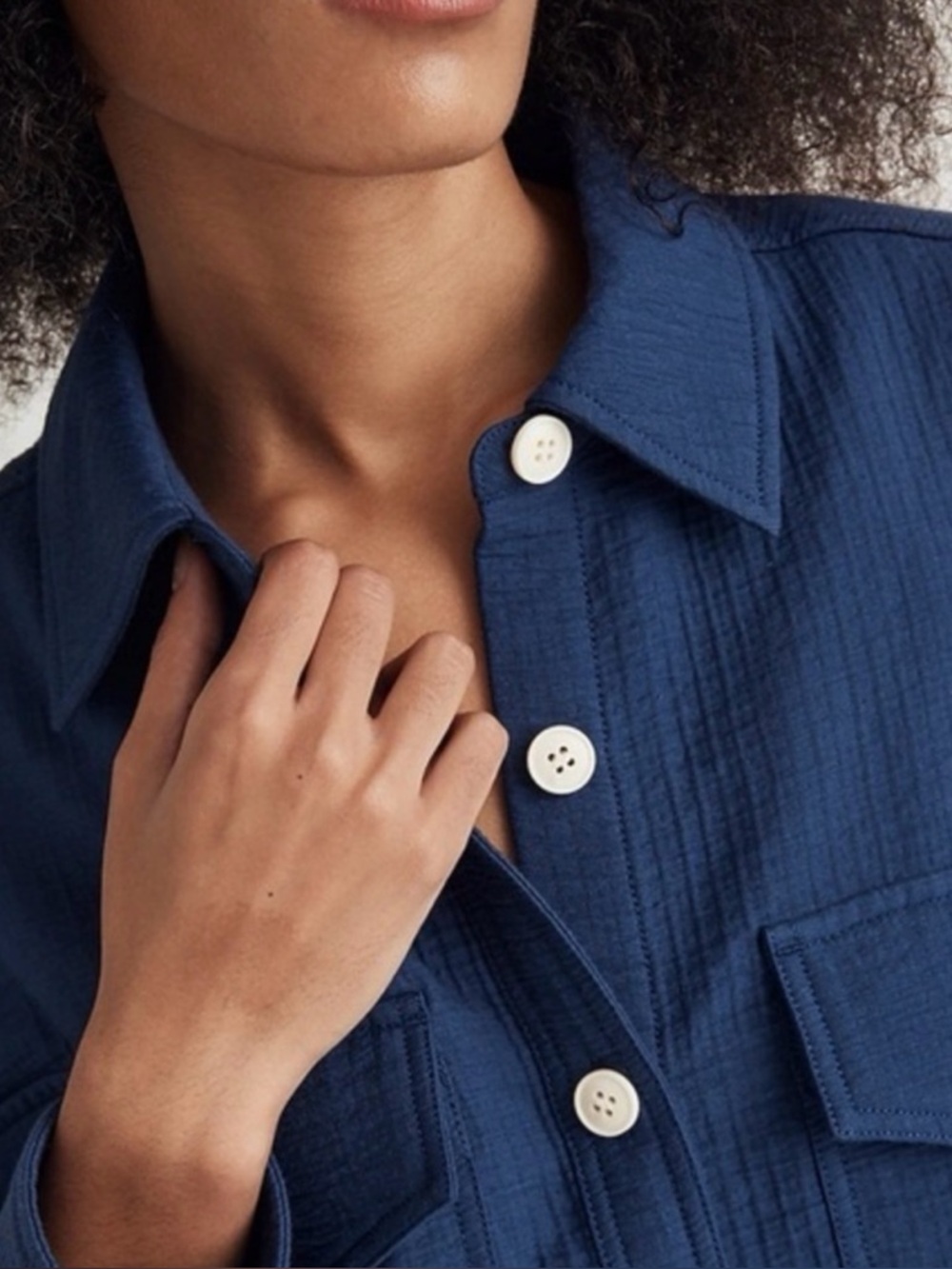 Madewell Navy Stretch Twill Oversize Shirt Jacket NWT Size XXS - Picture 3 of 5